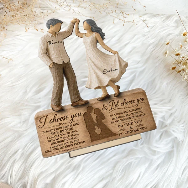 Personalized 2-Layer Wooden Plaque with Dancing Couple, I Choose You Unique Gift for Couples - Image 8