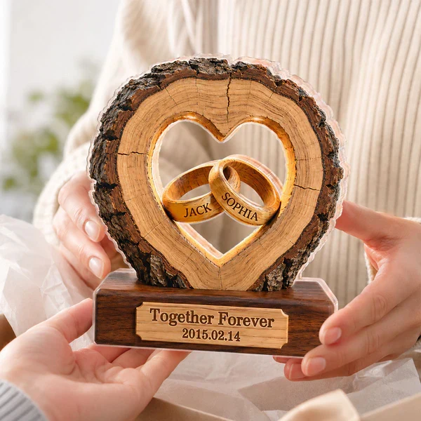 Personalized Shaped Acrylic Block Plaque With Heart and Rings Design, Unique Creative Gift for Couple's Anniversary Decor - Image 3