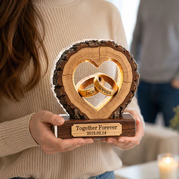 Personalized Shaped Acrylic Block Plaque With Heart and Rings Design, Unique Creative Gift for Couple's Anniversary Decor - Image 5