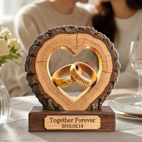 Personalized Shaped Acrylic Block Plaque With Heart and Rings Design, Unique Creative Gift for Couple's Anniversary Decor - Image 6