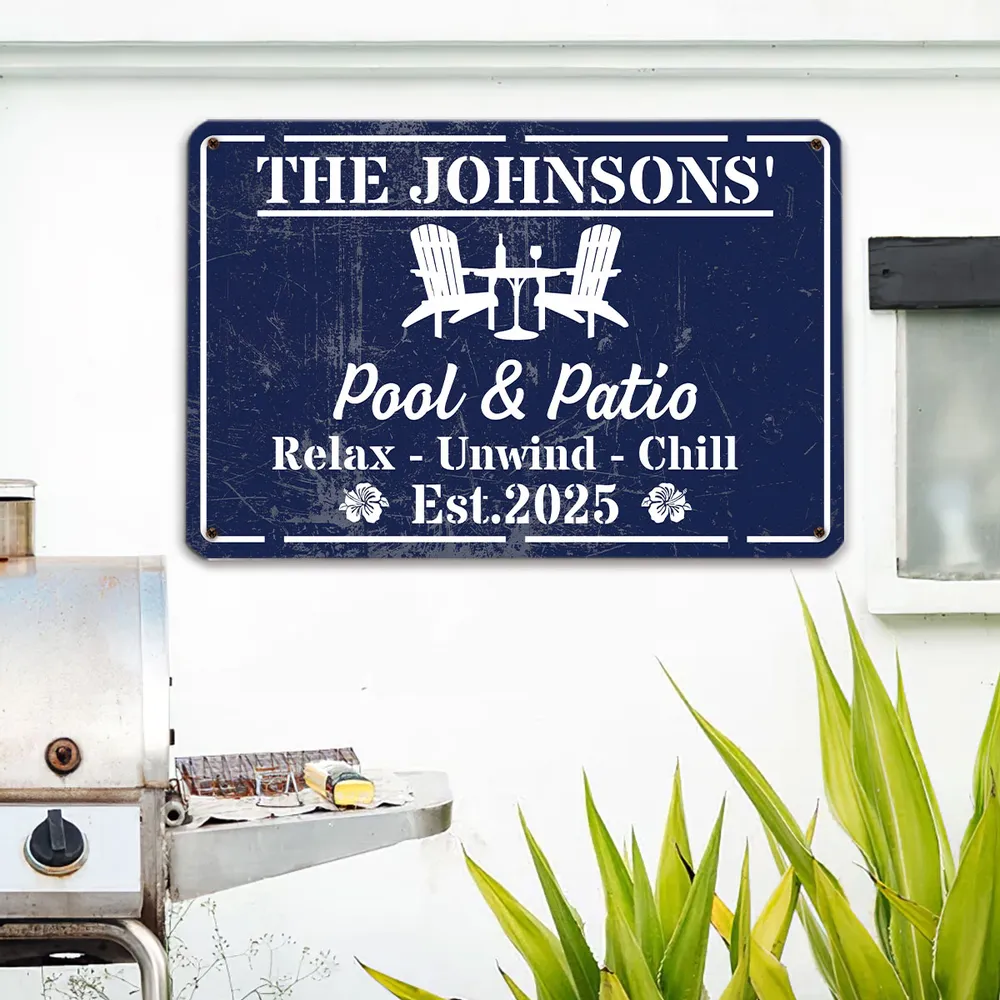 Personalized Rectangular Iron Sign, Backyard Oasis Decor, Unique Creative Gift for Family Patio - Image 5