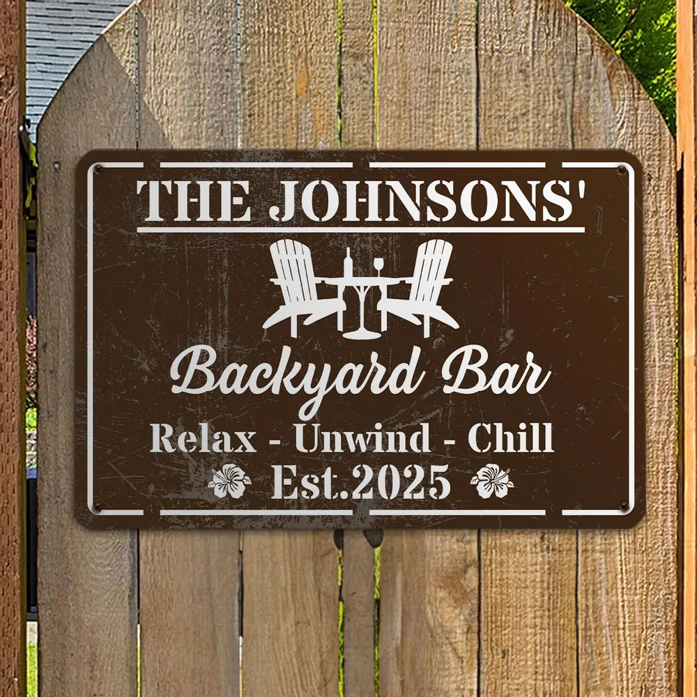 Personalized Rectangular Iron Sign, Backyard Oasis Decor, Unique Creative Gift for Family Patio - Image 7