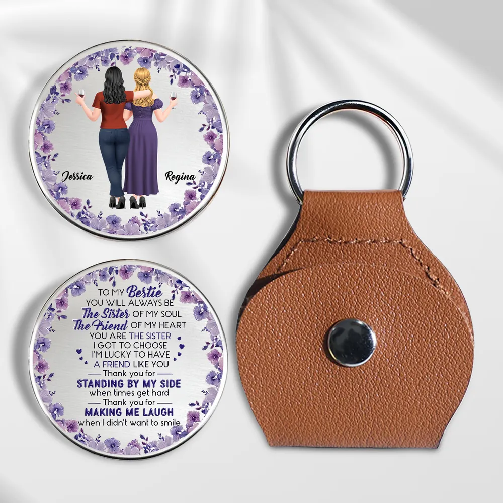 Personalized Pocket Hug, Sister Of My Soul Keepsake, Unique Gift For Best Friend With Purple Florals - Image 2