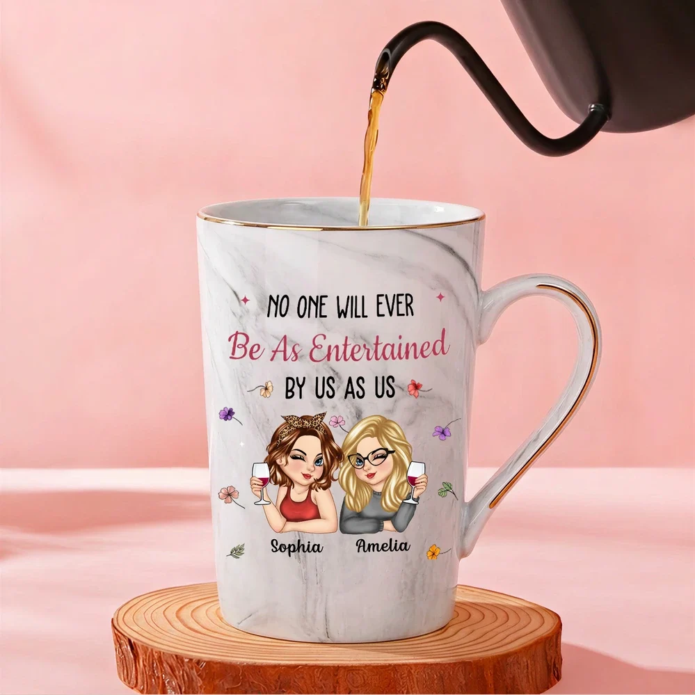 Personalized Gold-Rimmed Marble Mug Set for Best Friends, Funny Custom Name Gift for Besties - Image 5