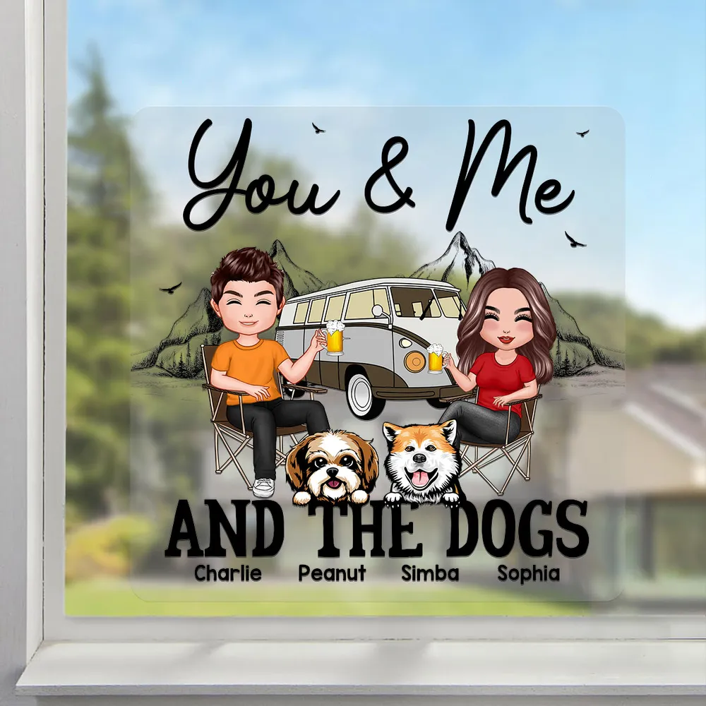You & Me and the Dogs Sticker Decal, Custom Cartoon Camping Scene, Creative Gift for Couples - Image 3
