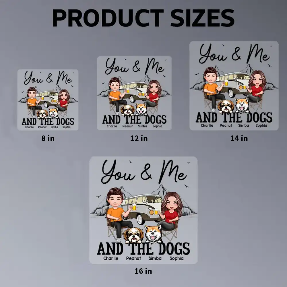You & Me and the Dogs Sticker Decal, Custom Cartoon Camping Scene, Creative Gift for Couples - Image 4