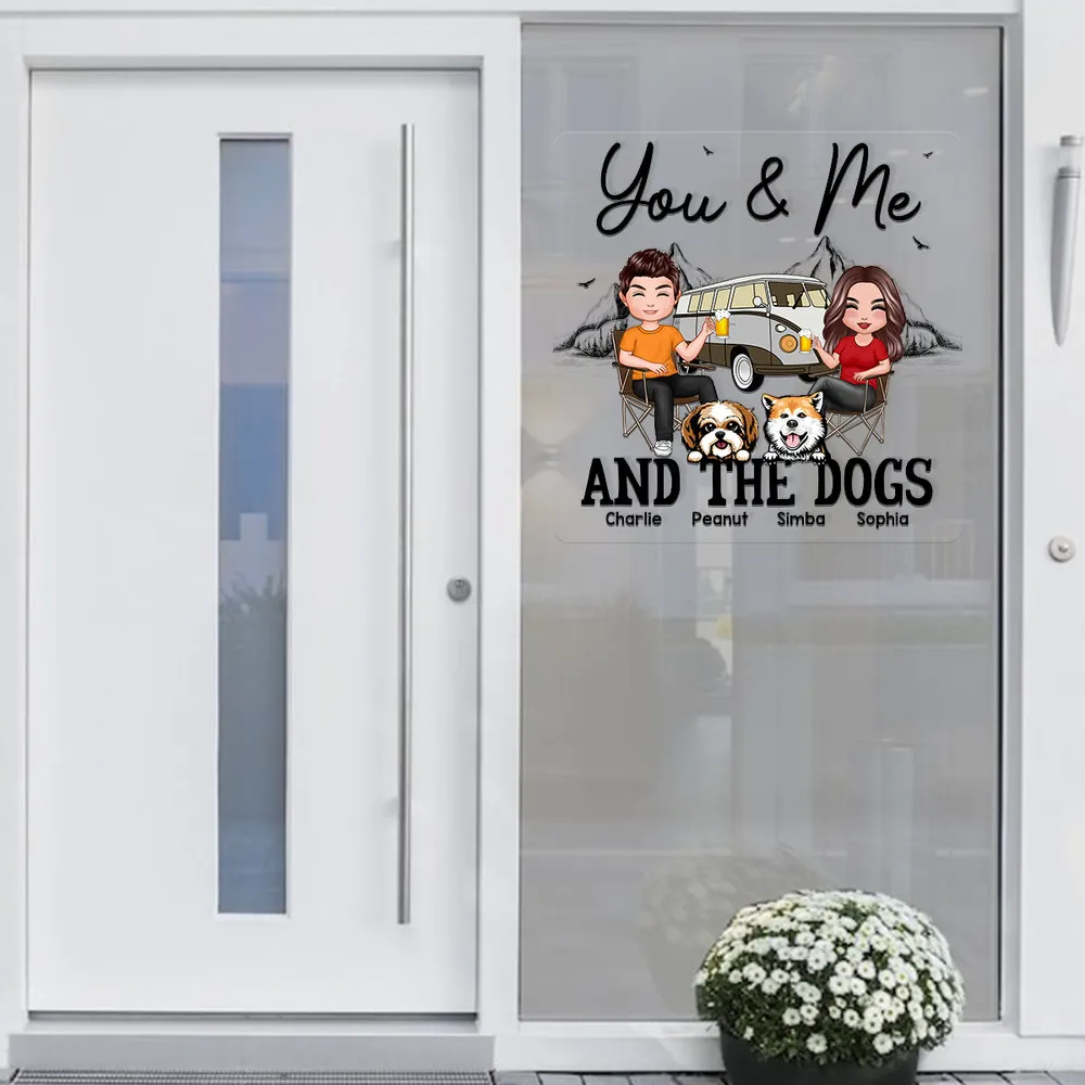 You & Me and the Dogs Sticker Decal, Custom Cartoon Camping Scene, Creative Gift for Couples - Image 5