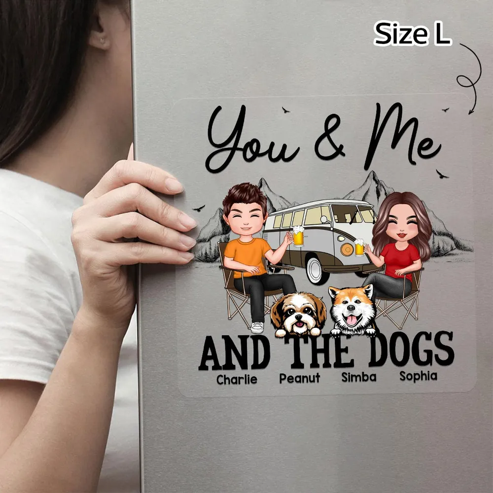 You & Me and the Dogs Sticker Decal, Custom Cartoon Camping Scene, Creative Gift for Couples - Image 7