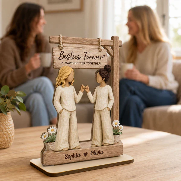 Personalized 2-Layer Wooden Plaque, Besties Forever Pinky Promise Sign, Unique Gift for Best Friend - Image 6