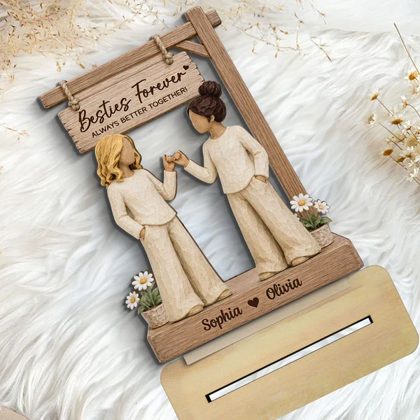 Personalized 2-Layer Wooden Plaque, Besties Forever Pinky Promise Sign, Unique Gift for Best Friend - Image 7