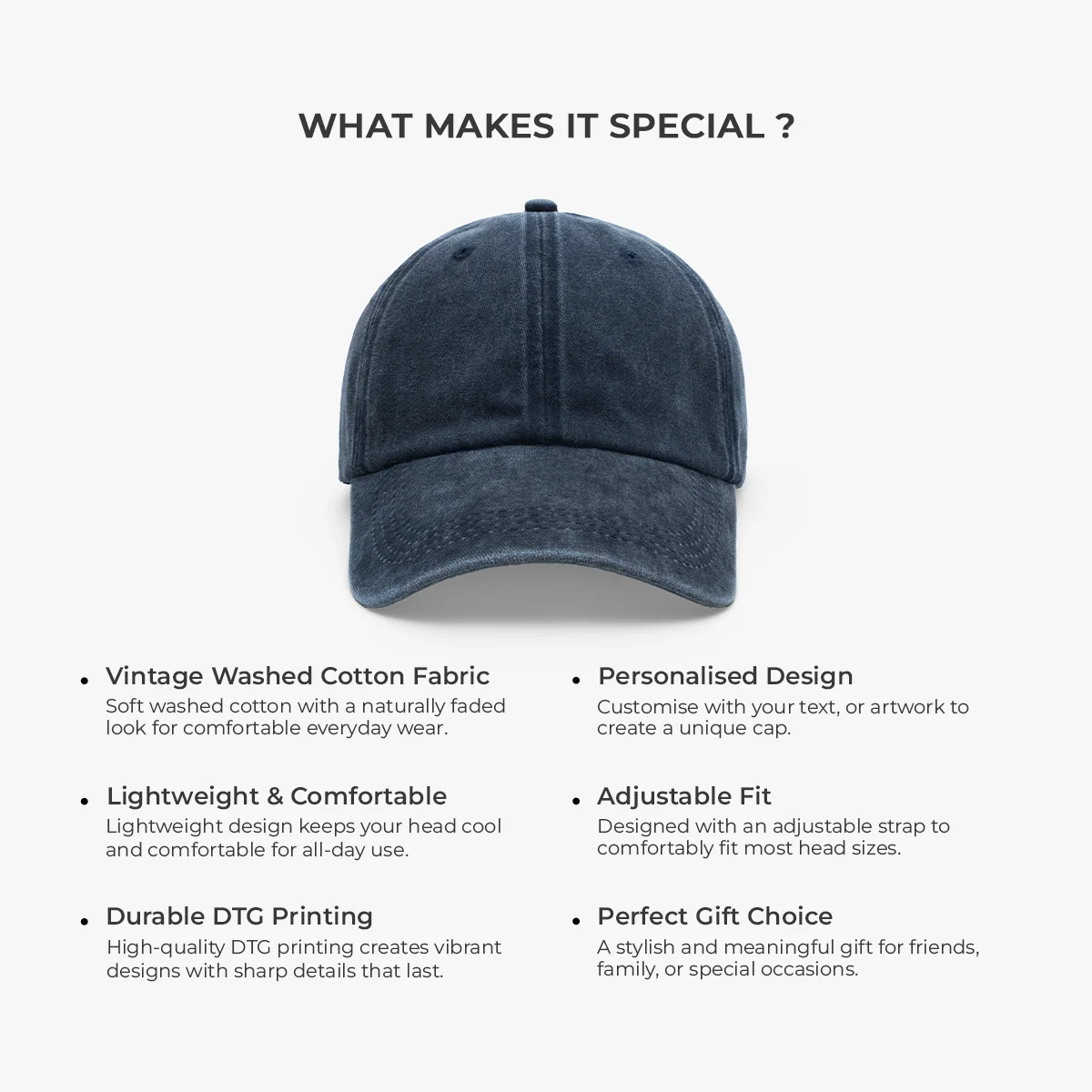 Personalized Washed Denim Baseball Cap, Vintage Look Unique Gift for Dad, Custom Casual Style - Image 7