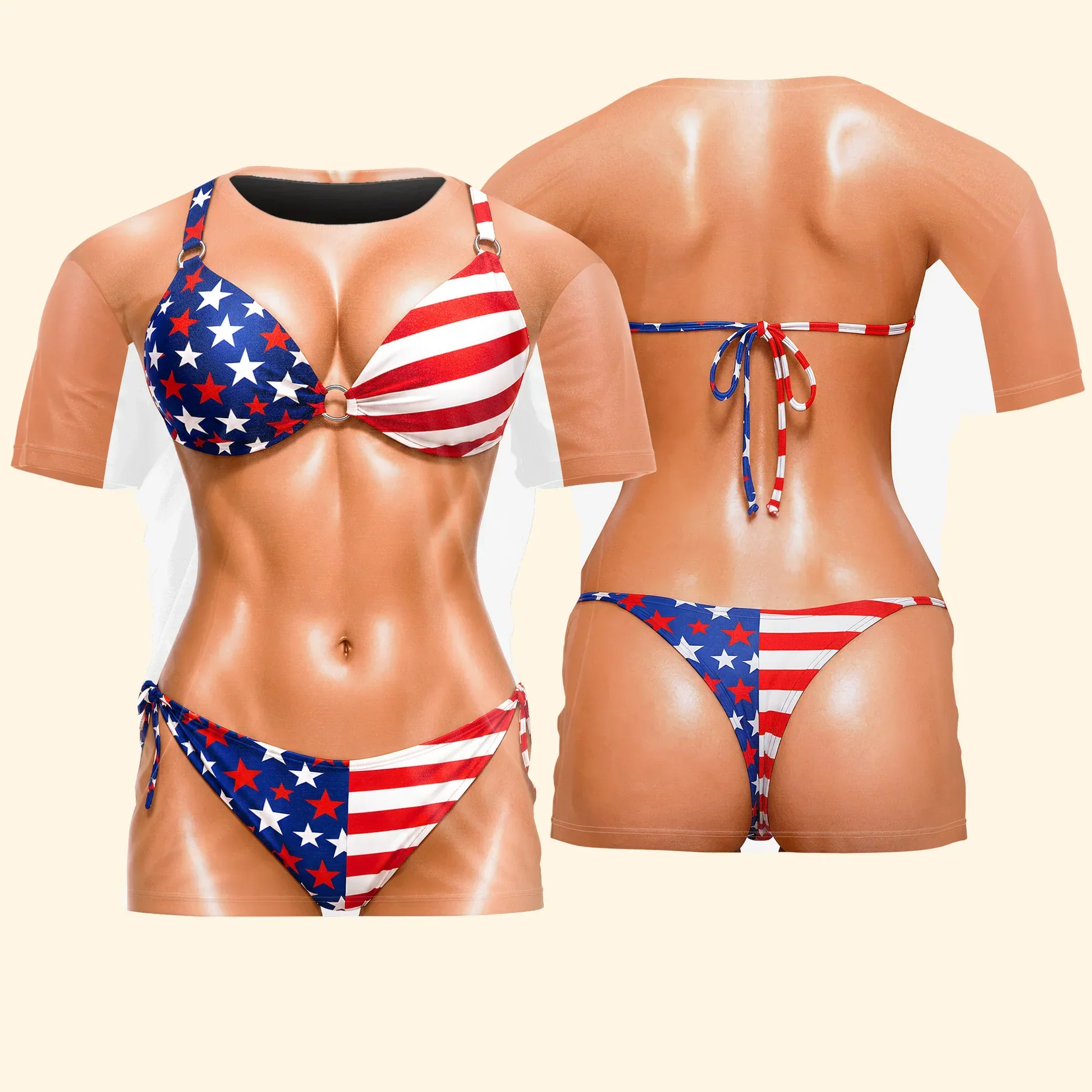 Personalized Printed Classic Tee With USA Flag Costume Print, Creative Gift For 4th of July Parties - Image 6