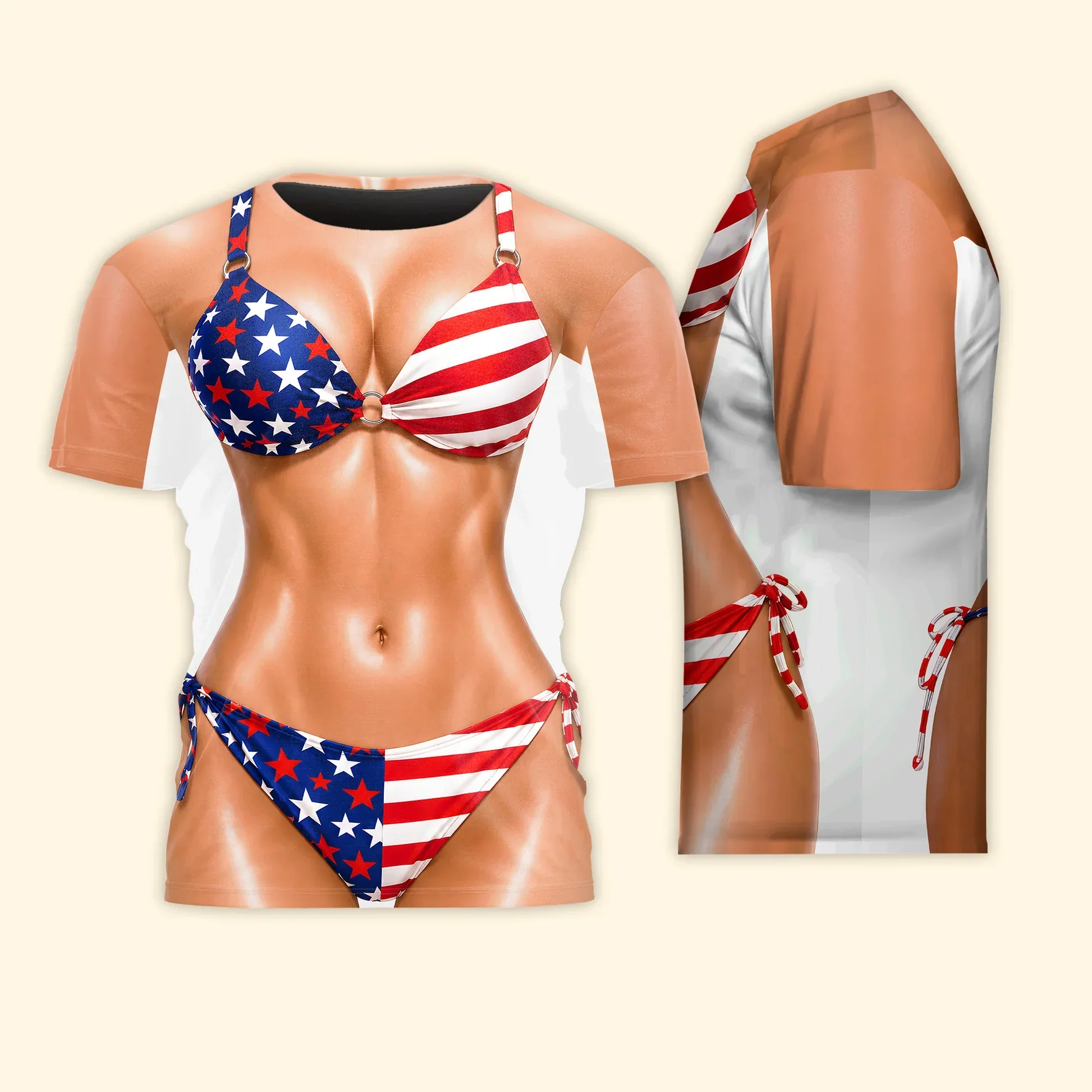 Personalized Printed Classic Tee With USA Flag Costume Print, Creative Gift For 4th of July Parties - Image 7
