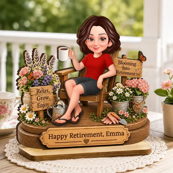 Personalized 2-Layer Wooden Plaque, Woman Relaxing in Garden Chair, Unique Retirement Gift for Mom or Grandma - Image 5
