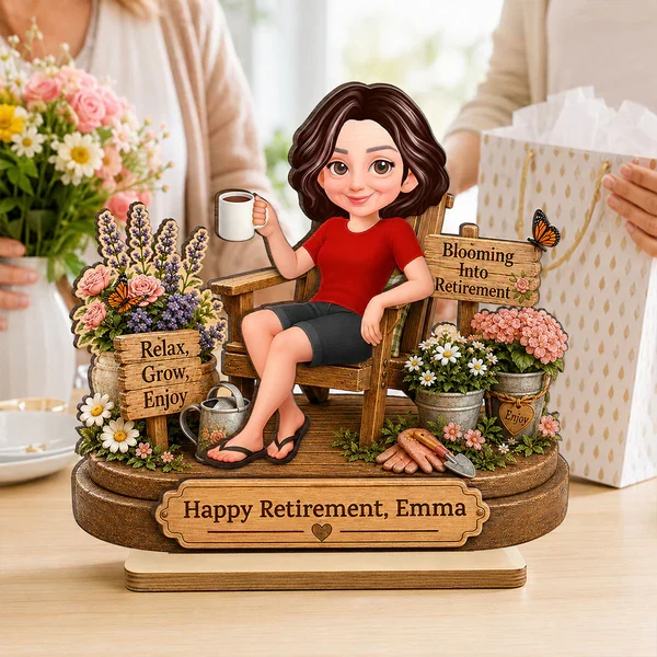 Personalized 2-Layer Wooden Plaque, Woman Relaxing in Garden Chair, Unique Retirement Gift for Mom or Grandma - Image 7