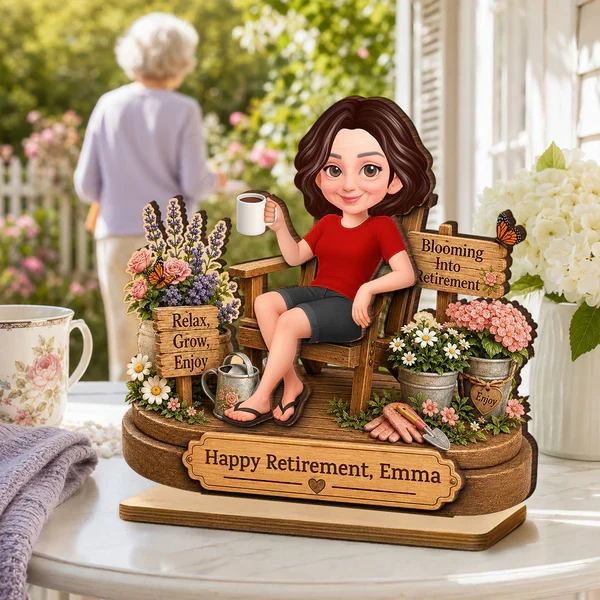 Personalized 2-Layer Wooden Plaque, Woman Relaxing in Garden Chair, Unique Retirement Gift for Mom or Grandma - Image 8