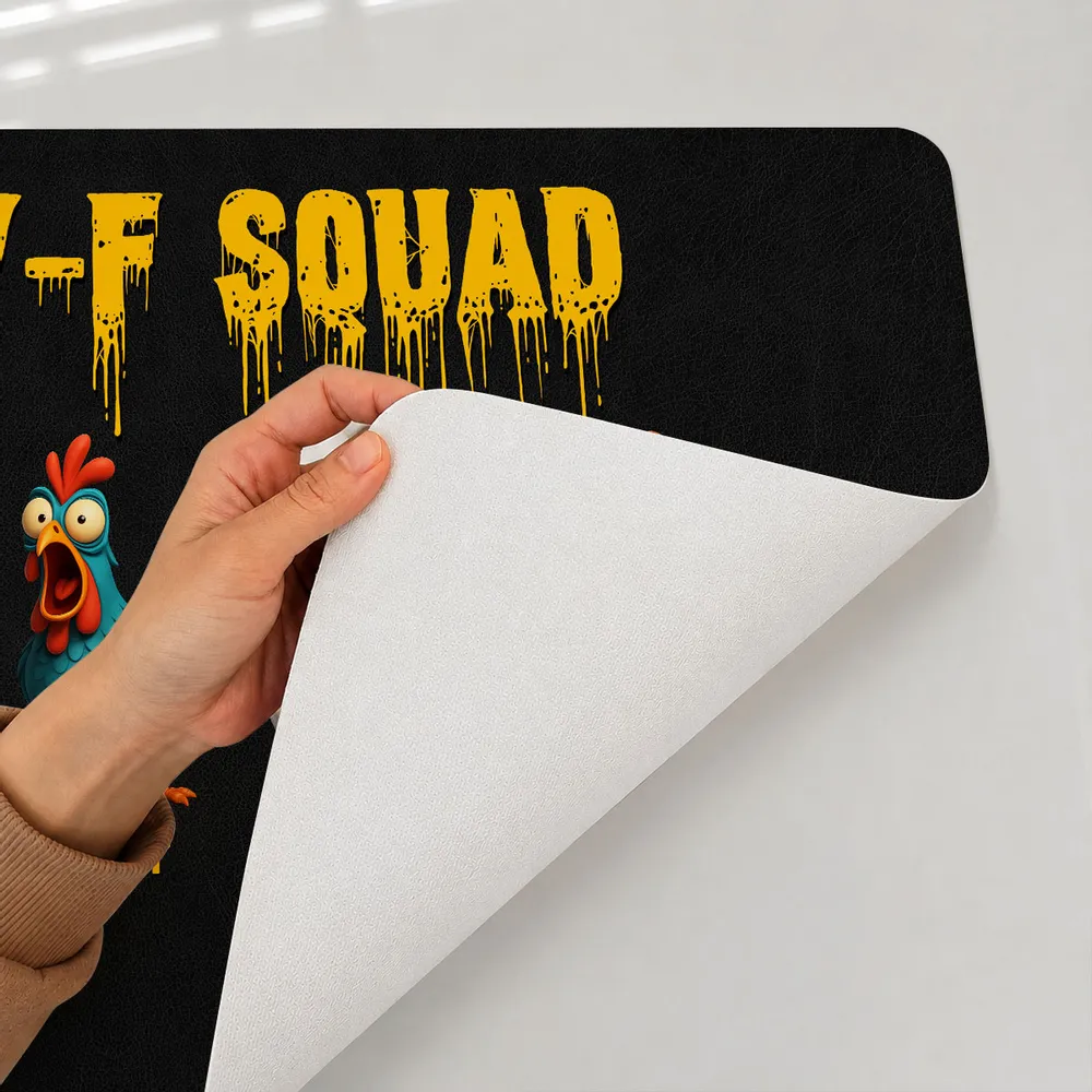 Custom Leather Desk Mat, Cute Cartoon Roosters For A Unique Office Gift & Desk Setup - Image 6