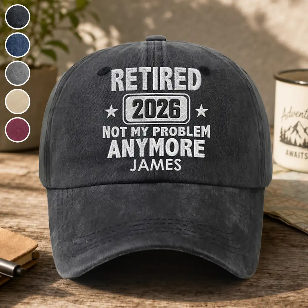 Personalized Washed Denim Baseball Cap, Funny Retired Quote, Unique Creative Gift for Retiree