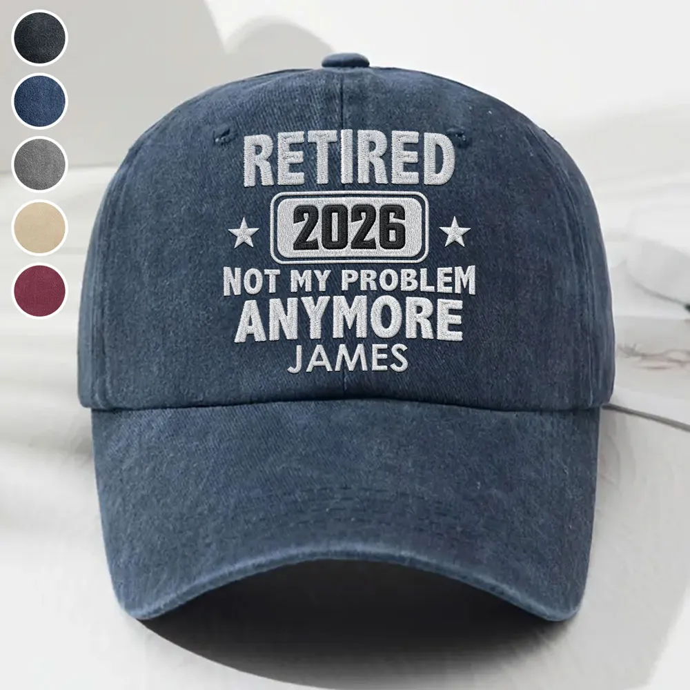 Personalized Washed Denim Baseball Cap, Funny Retired Quote, Unique Creative Gift for Retiree - Image 2