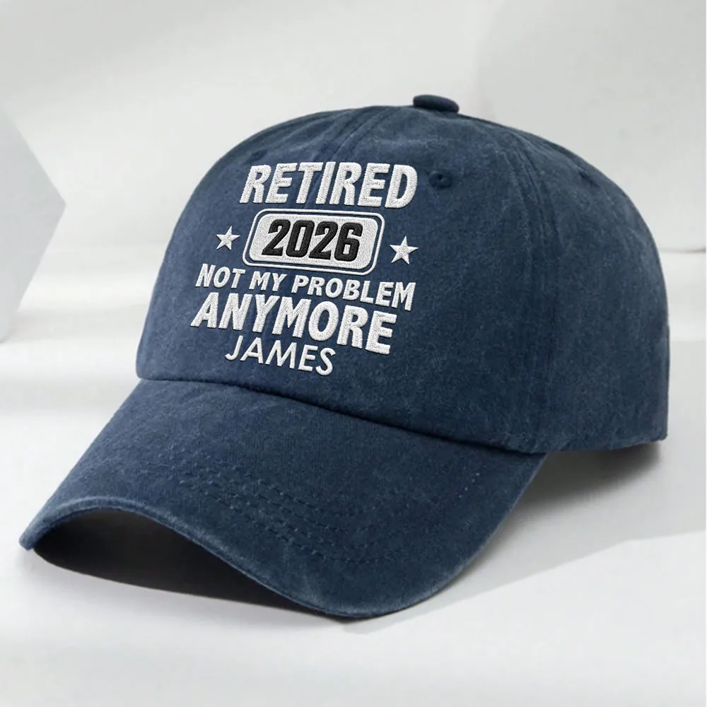 Personalized Washed Denim Baseball Cap, Funny Retired Quote, Unique Creative Gift for Retiree - Image 3
