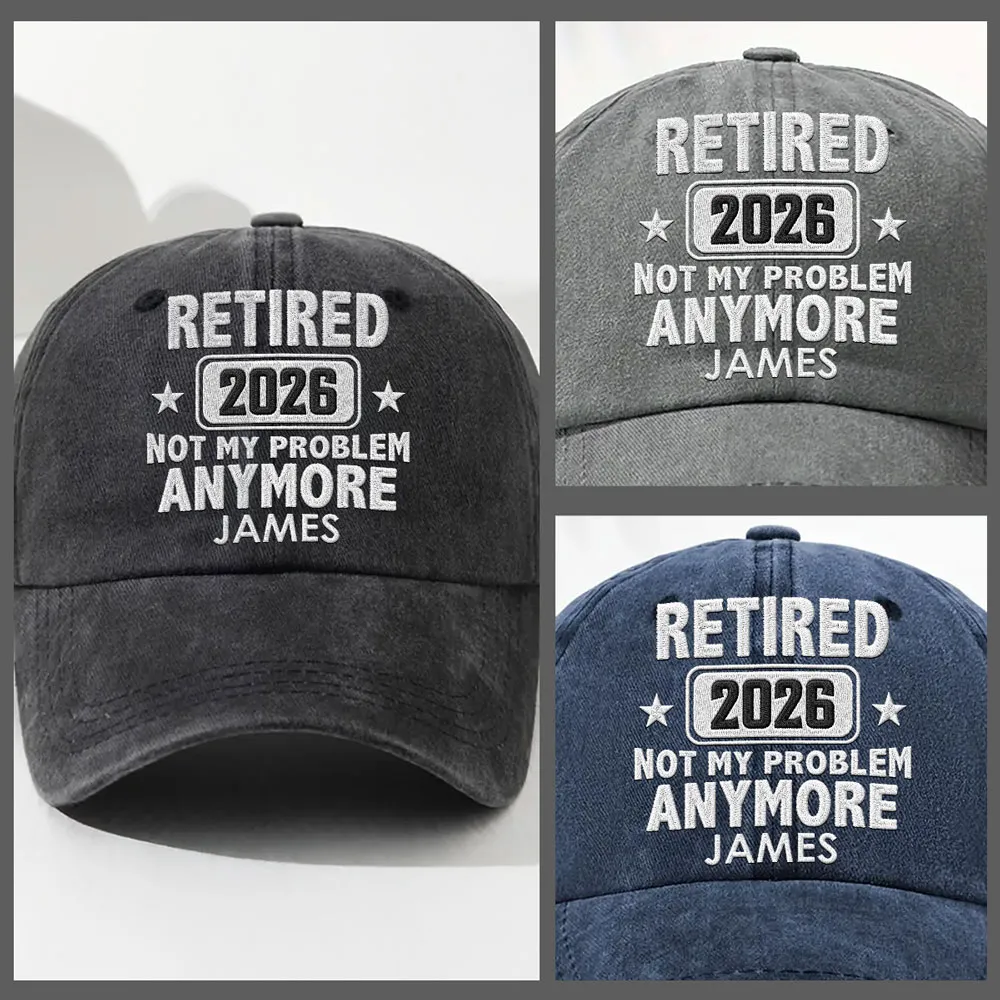 Personalized Washed Denim Baseball Cap, Funny Retired Quote, Unique Creative Gift for Retiree - Image 5
