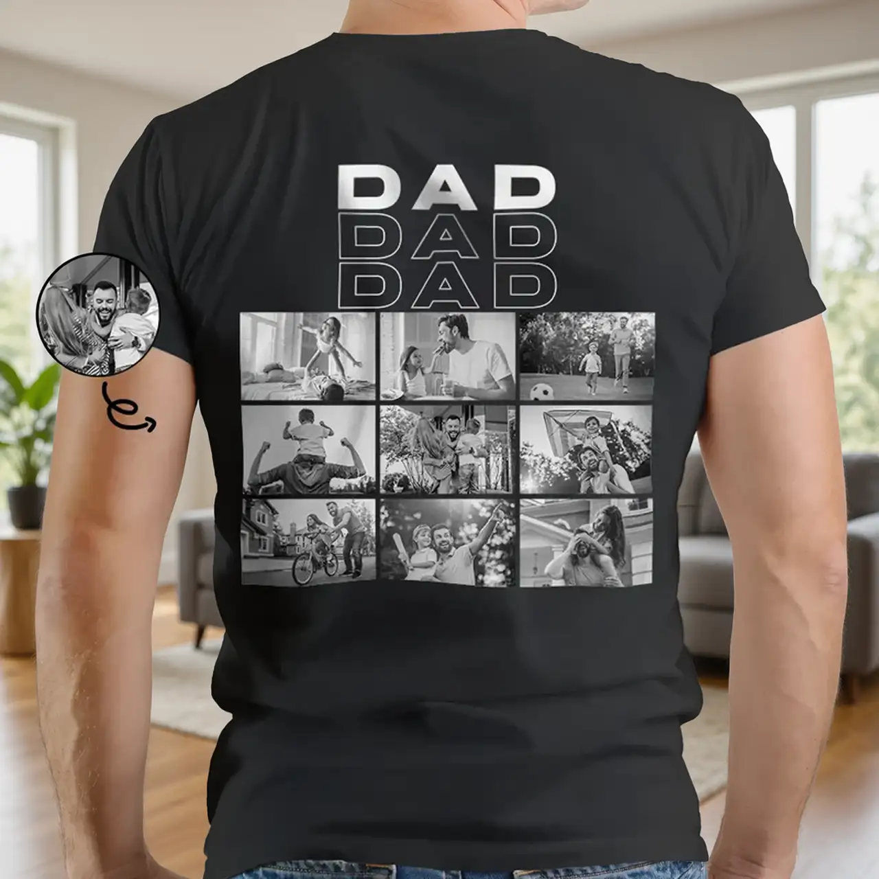 Personalized Classic Tee With Dad Playing With Kids Photo Collage, Unique Gift For Father