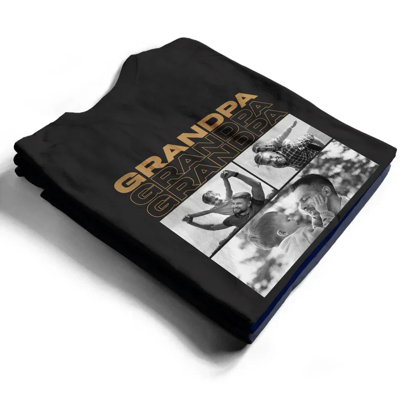 Personalized Classic Tee With Dad Playing With Kids Photo Collage, Unique Gift For Father - Image 2