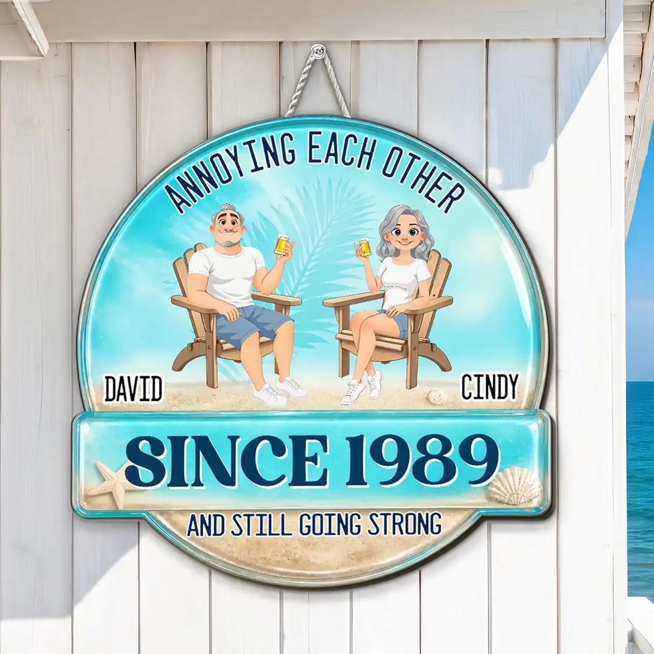 Personalized Wooden Sign, Annoying Each Other Beach Couple Design, Unique Gift for Couples