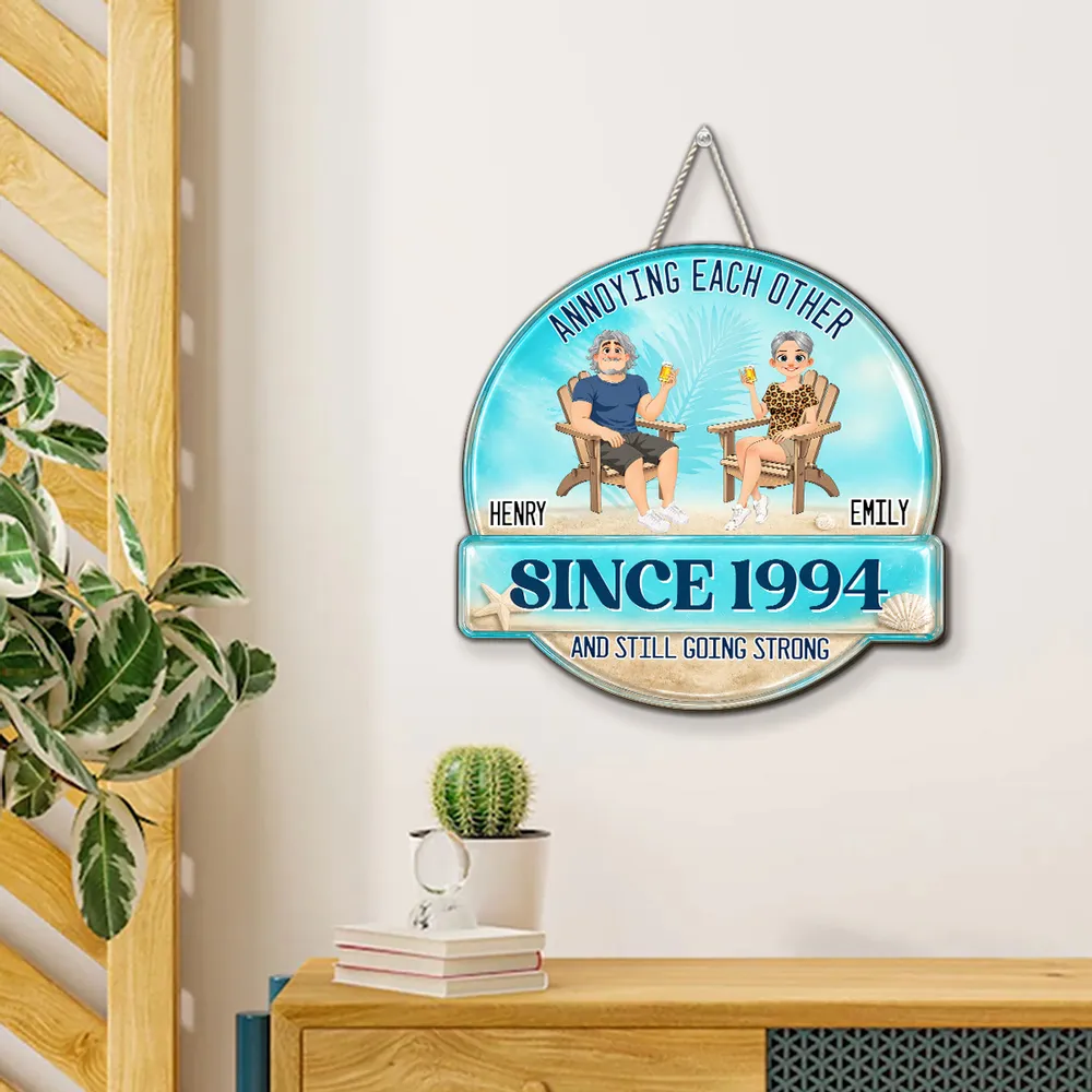 Personalized Wooden Sign, Annoying Each Other Beach Couple Design, Unique Gift for Couples - Image 2