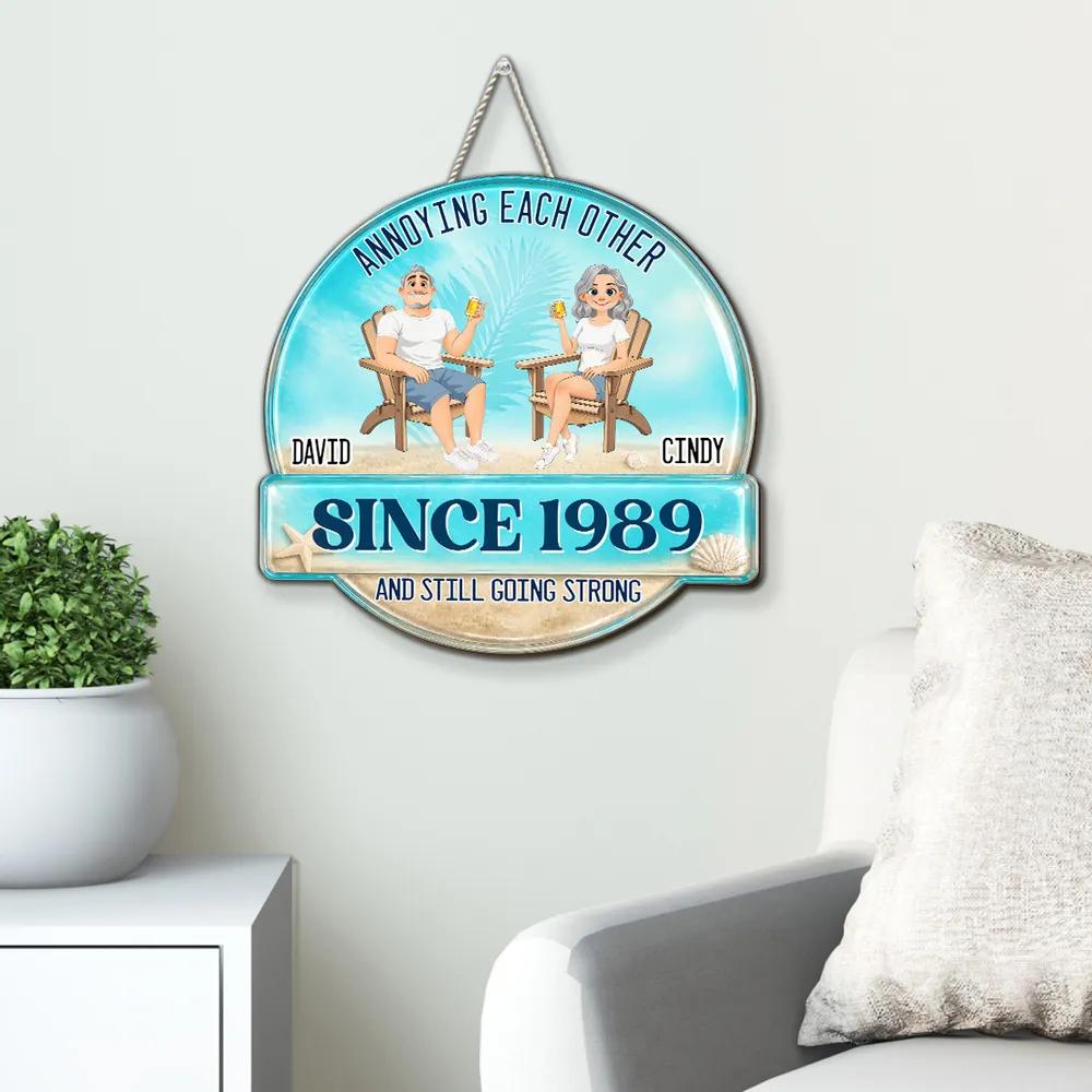 Personalized Wooden Sign, Annoying Each Other Beach Couple Design, Unique Gift for Couples - Image 5