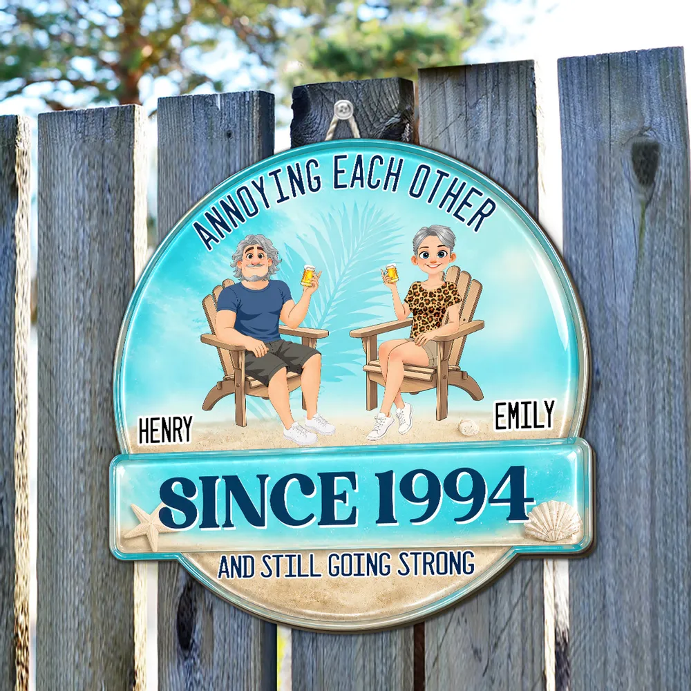 Personalized Wooden Sign, Annoying Each Other Beach Couple Design, Unique Gift for Couples - Image 6