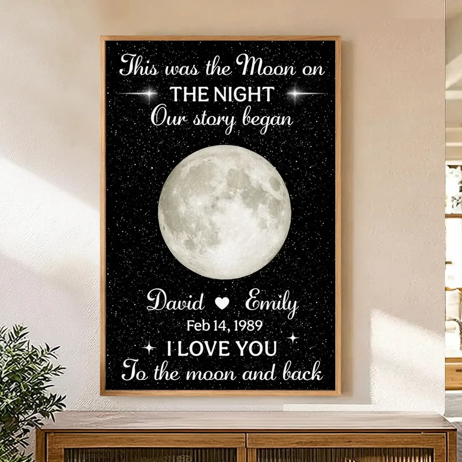 Personalized Moon Poster, Starry Night Love Story, Unique Gift for Couple With To the Moon and Back