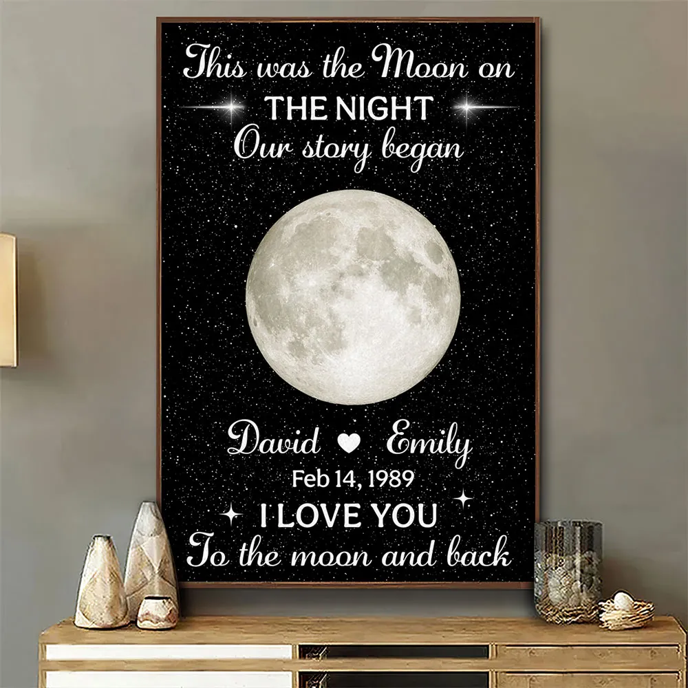 Personalized Moon Poster, Starry Night Love Story, Unique Gift for Couple With To the Moon and Back - Image 2