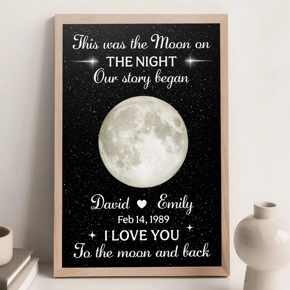 Personalized Moon Poster, Starry Night Love Story, Unique Gift for Couple With To the Moon and Back - Image 3