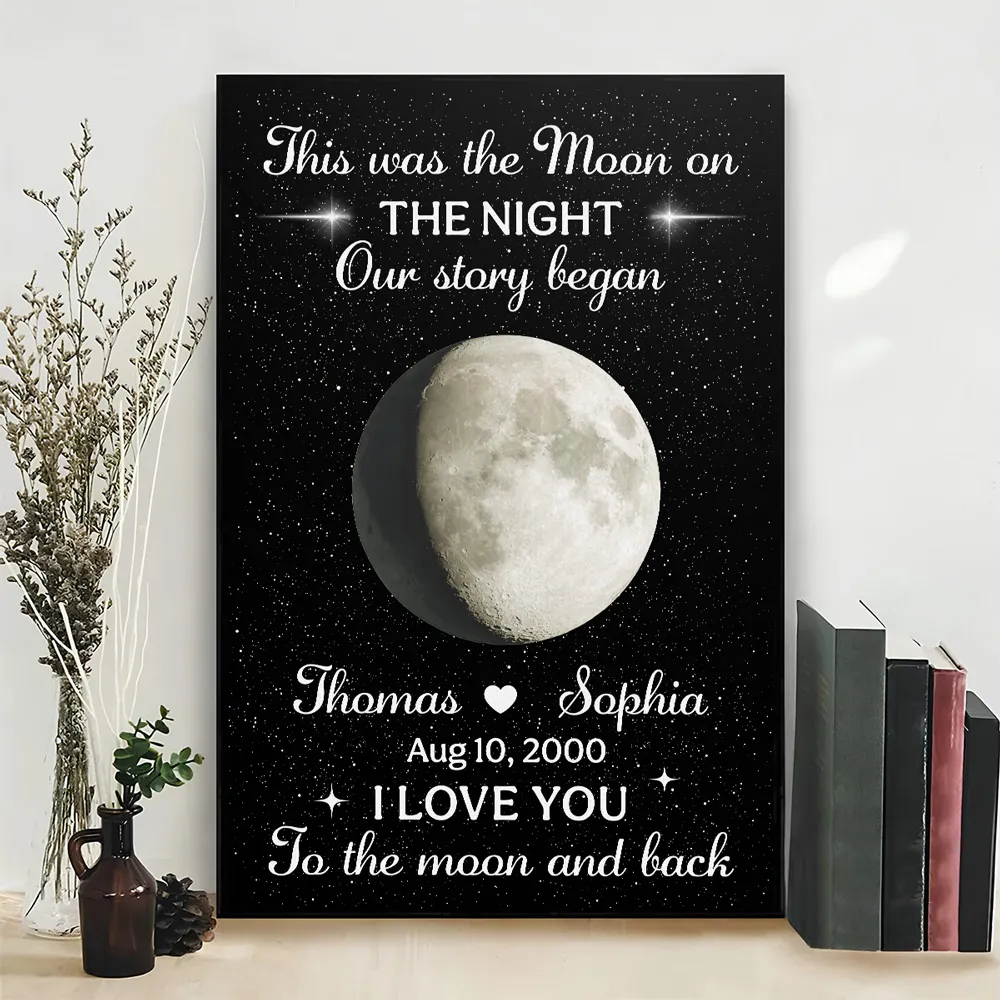 Personalized Moon Poster, Starry Night Love Story, Unique Gift for Couple With To the Moon and Back - Image 4