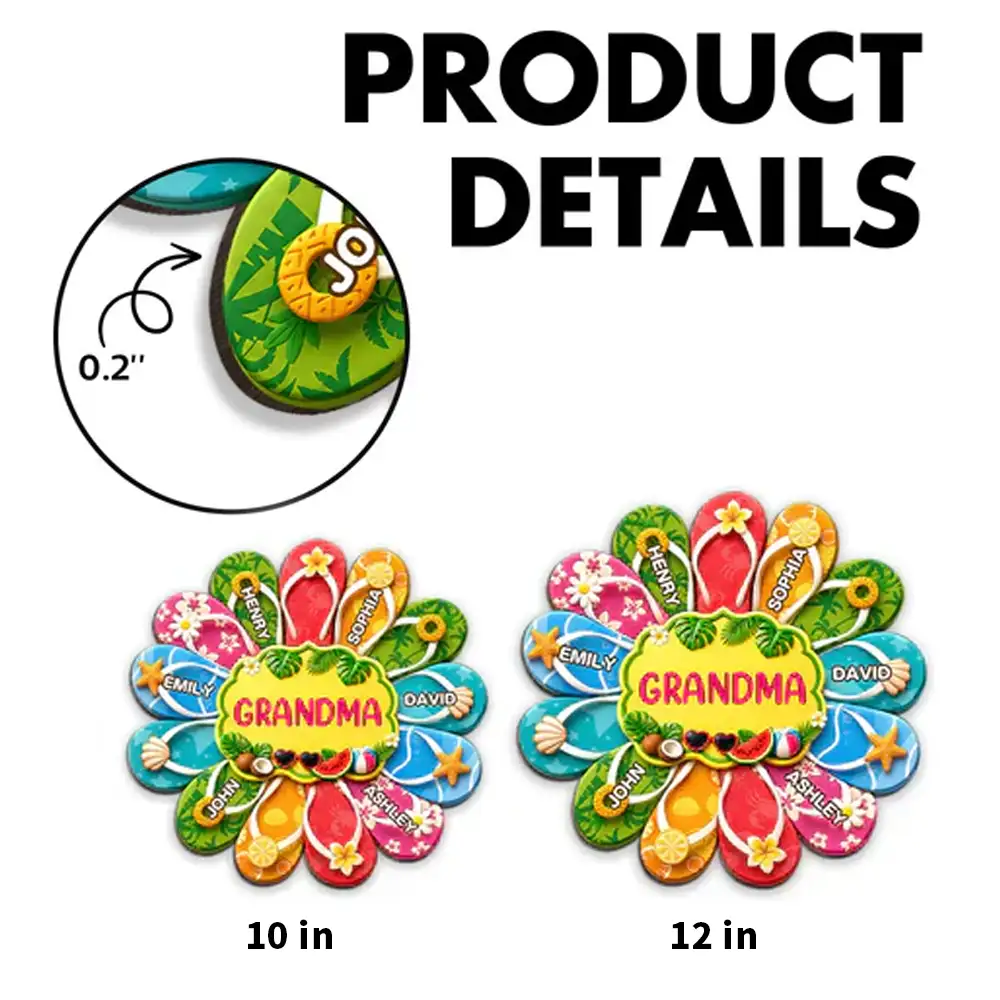 Personalized Grandma Wooden Sign, Tropical Flip Flop Custom Summer Decor, Unique Gift for Grandma - Image 4