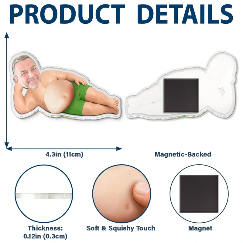 Personalized Silicone Belly Acrylic Magnet, Custom Photo Summer Fridge Decor, Unique Creative Gift - Image 4