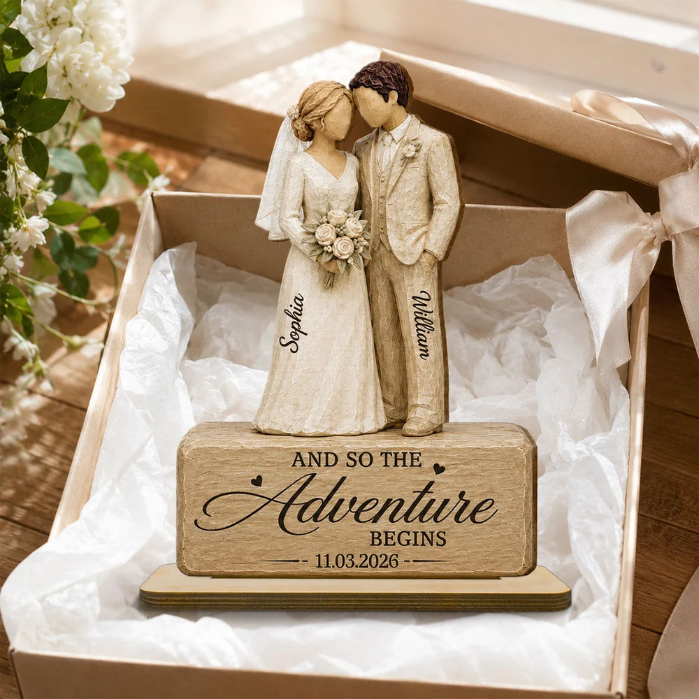Personalized 2-Layer Wooden Plaque for Couple, Bride & Groom Wedding Scene, Unique Gift - Image 3