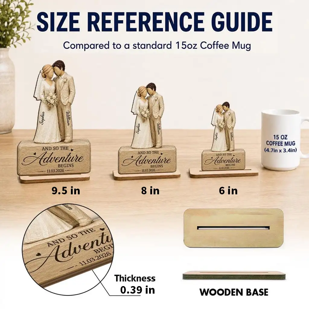 Personalized 2-Layer Wooden Plaque for Couple, Bride & Groom Wedding Scene, Unique Gift - Image 4