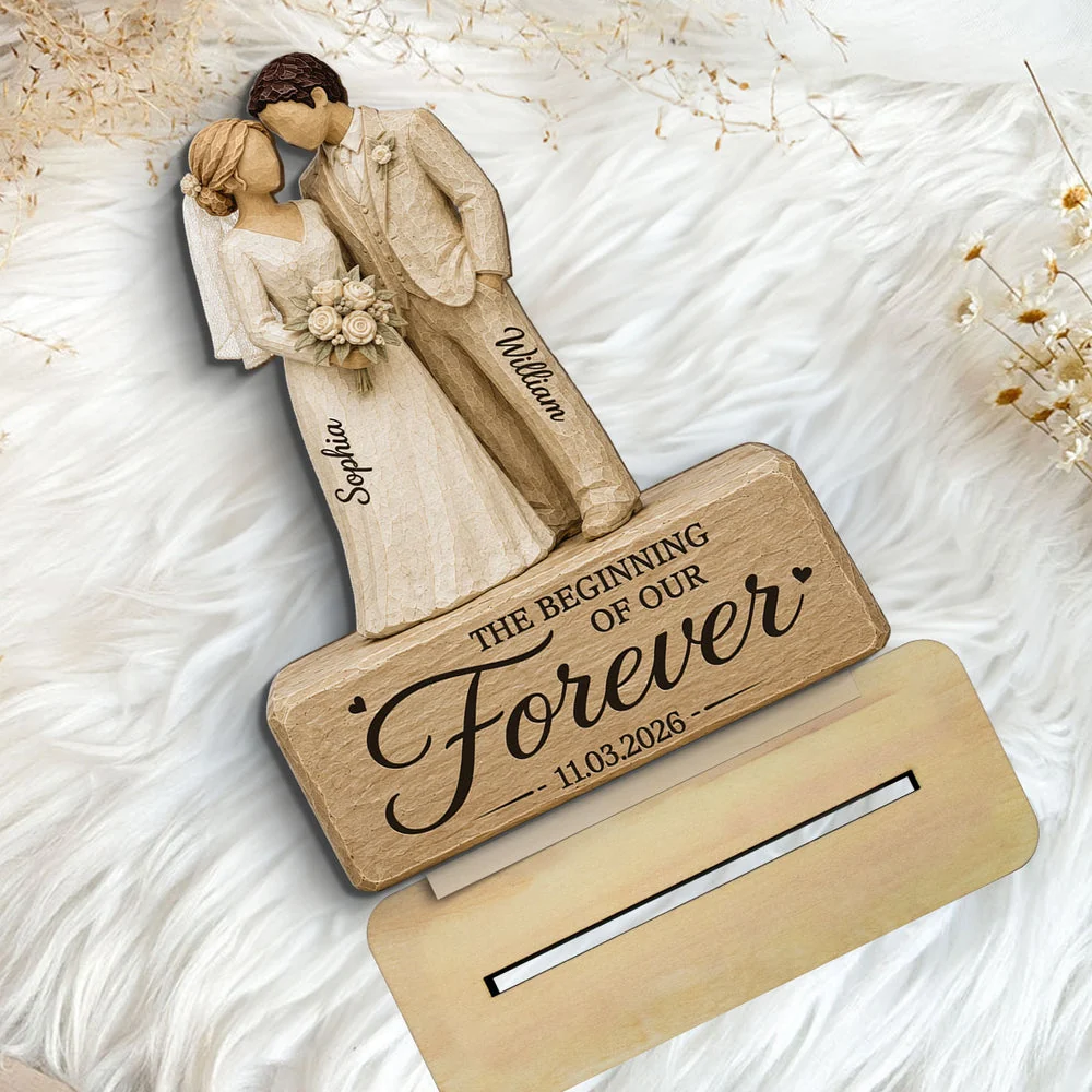 Personalized 2-Layer Wooden Plaque for Couple, Bride & Groom Wedding Scene, Unique Gift - Image 6
