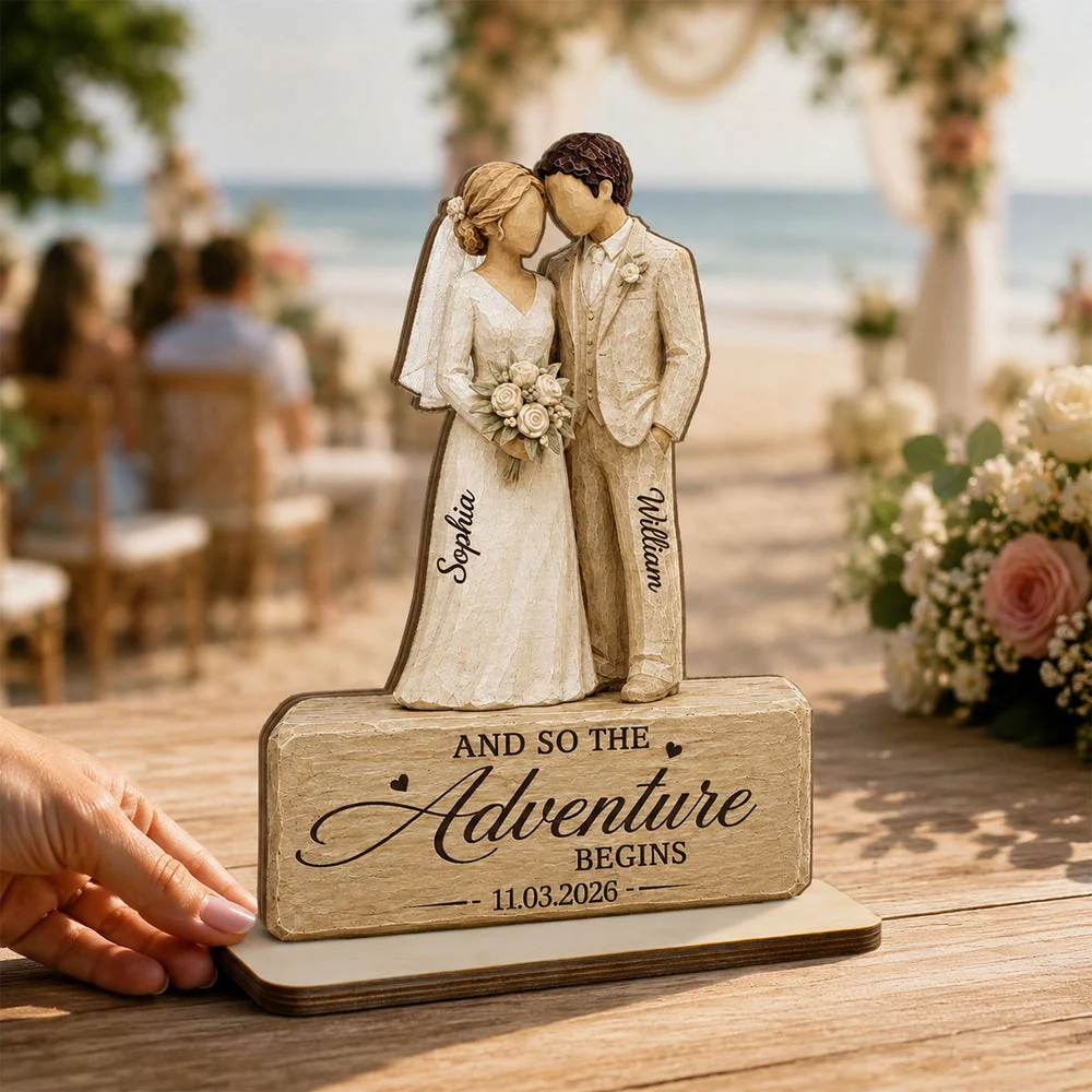 Personalized 2-Layer Wooden Plaque for Couple, Bride & Groom Wedding Scene, Unique Gift - Image 7