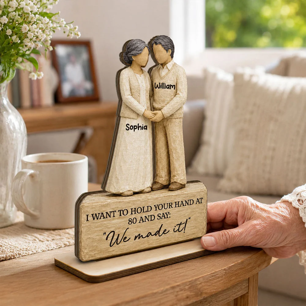 Personalized 2-Layer Wooden Plaque, Holding Hands Senior Couple, Unique Creative Gift for Couple - Image 2