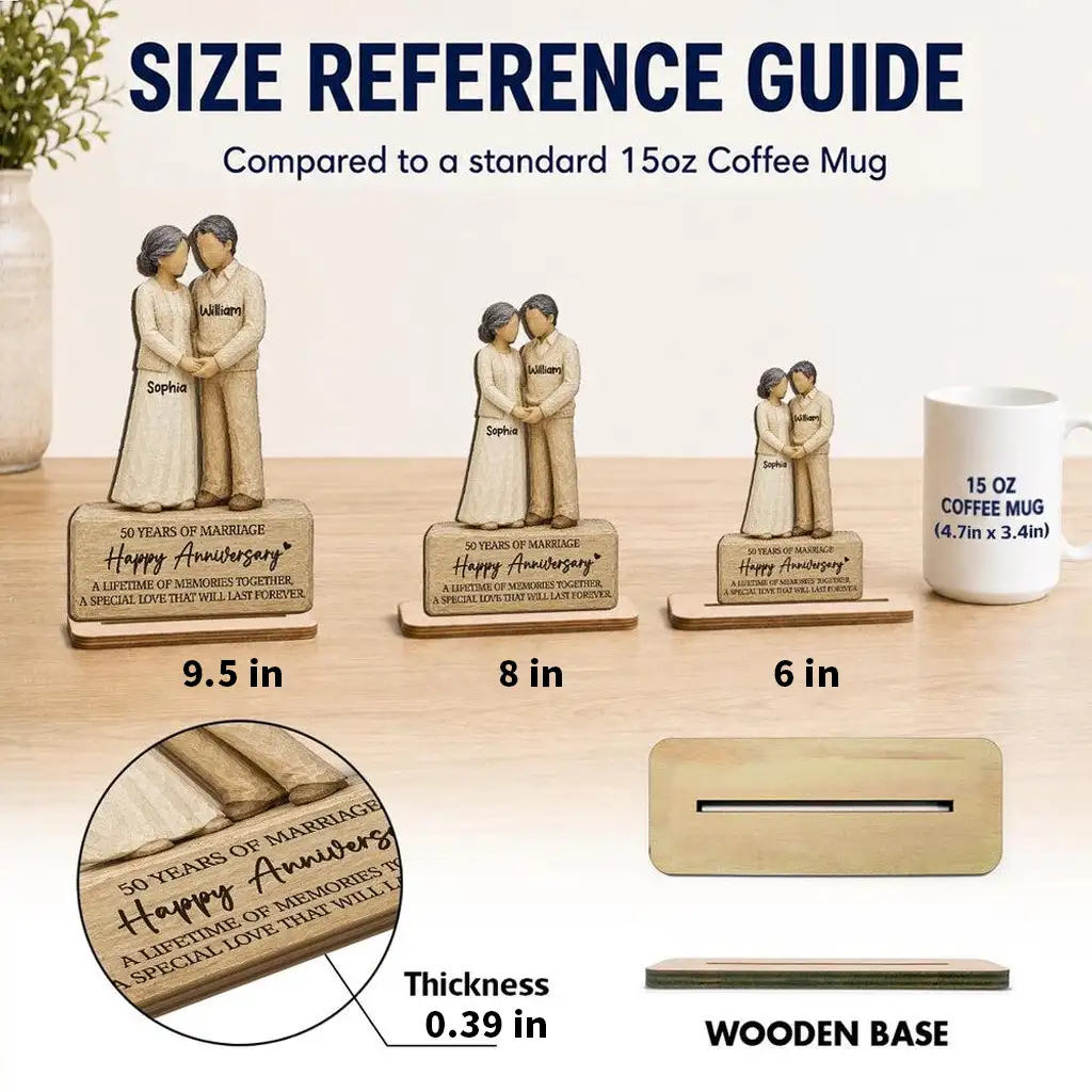 Personalized 2-Layer Wooden Plaque, Holding Hands Senior Couple, Unique Creative Gift for Couple - Image 4