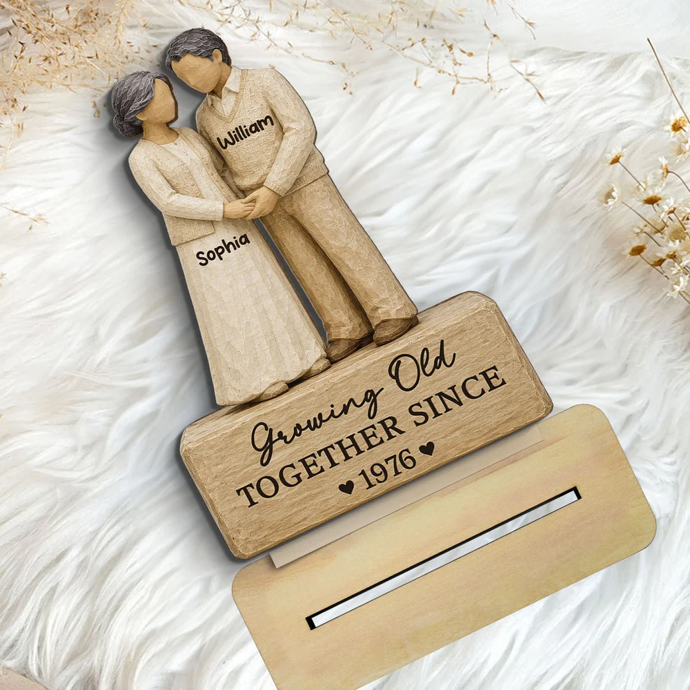 Personalized 2-Layer Wooden Plaque, Holding Hands Senior Couple, Unique Creative Gift for Couple - Image 6