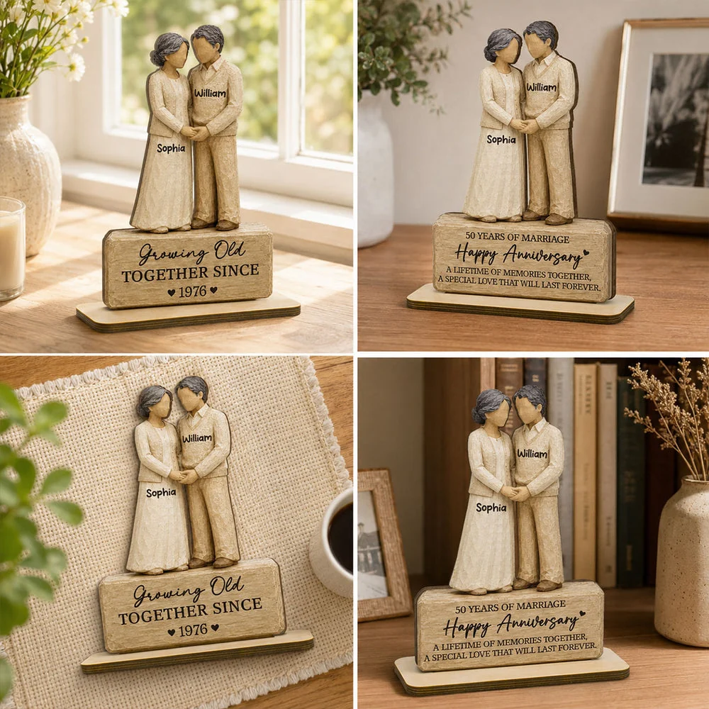 Personalized 2-Layer Wooden Plaque, Holding Hands Senior Couple, Unique Creative Gift for Couple - Image 8