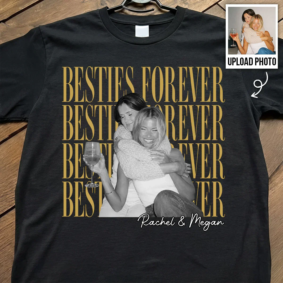 Personalized Classic Tee With Retro Besties Forever Photo, Unique Gift For Close Friends - Image 5