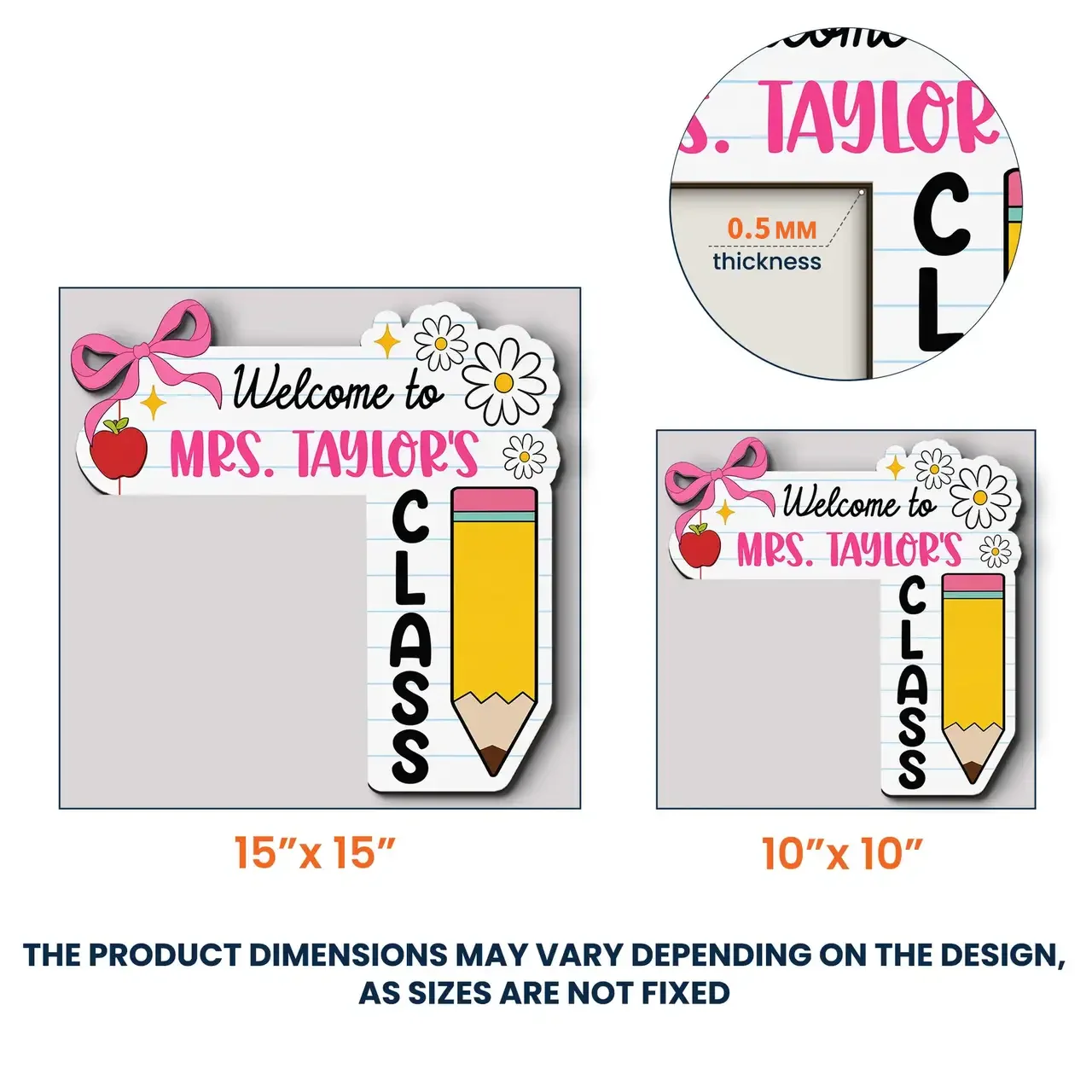 Custom Door Corner Sign for Teacher, Apple & Pencil Classroom Decor, Creative Back to School Gift - Image 4