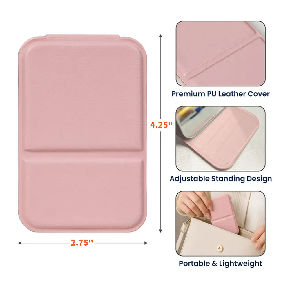 Leather Folding Makeup Mirror, Personalized Pastel Floral Quote, Unique Creative Gift for Daughter - Image 4