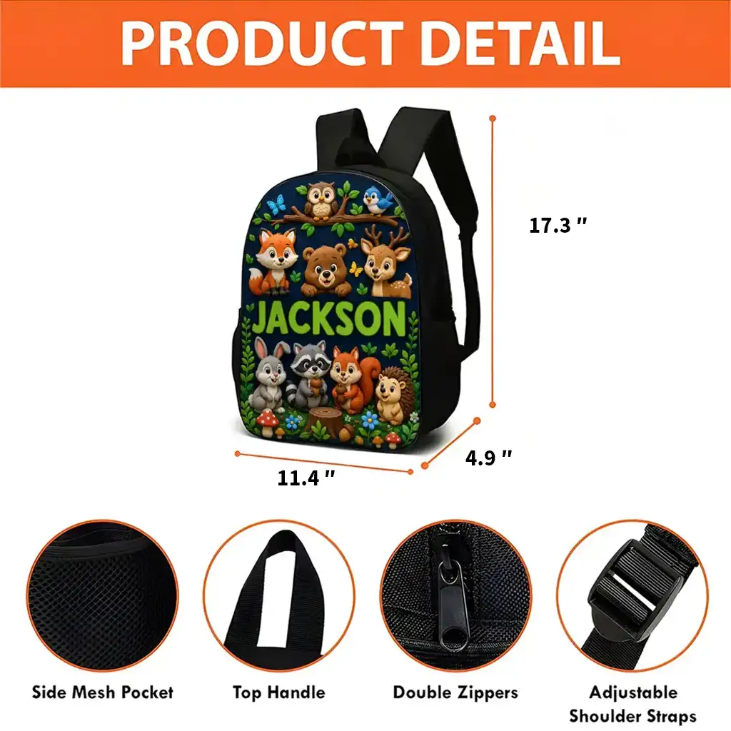 Personalized Kids School Backpack, Cute Animal Prints, Creative Gift For Bright School Mornings - Image 4