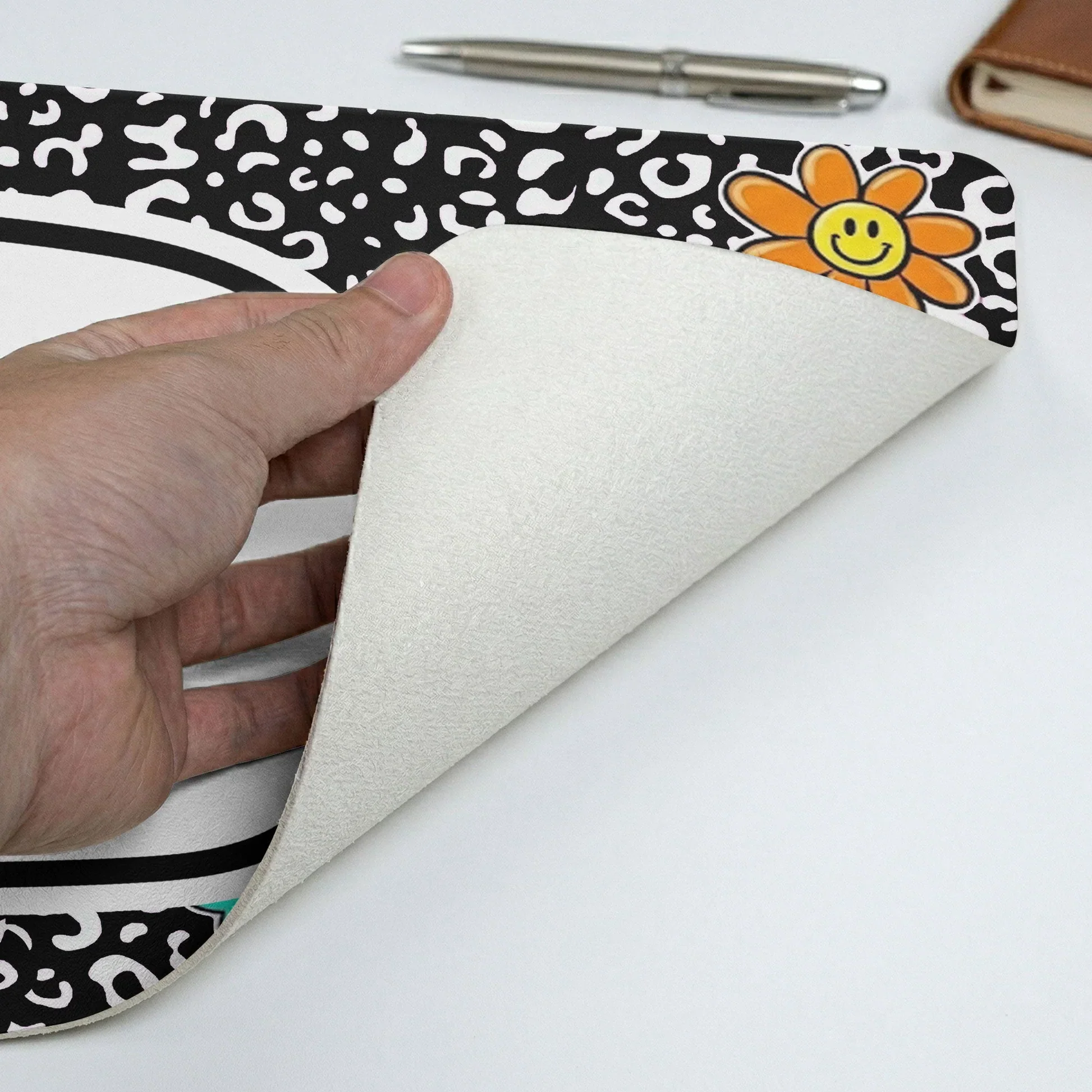 Personalized Leather Desk Mat with Pencil & Daisy Design, Unique Creative Teacher Gift for Classroom Desk - Image 5